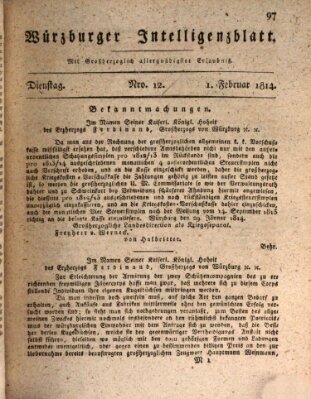 Würzburger Intelligenzblatt Dienstag 1. Februar 1814