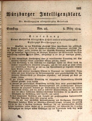 Würzburger Intelligenzblatt Samstag 5. März 1814