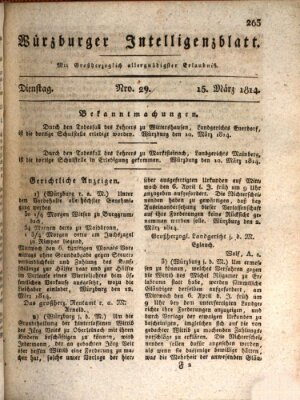 Würzburger Intelligenzblatt Dienstag 15. März 1814