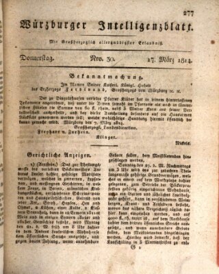 Würzburger Intelligenzblatt Donnerstag 17. März 1814