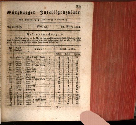 Würzburger Intelligenzblatt Donnerstag 24. März 1814