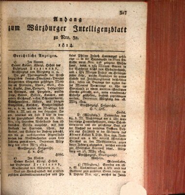 Würzburger Intelligenzblatt Donnerstag 24. März 1814