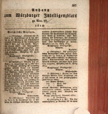 Würzburger Intelligenzblatt Donnerstag 7. April 1814