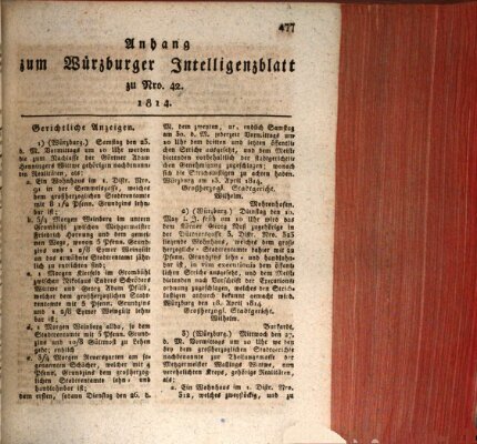 Würzburger Intelligenzblatt Donnerstag 21. April 1814