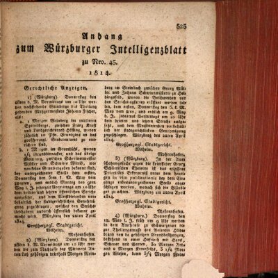 Würzburger Intelligenzblatt Donnerstag 28. April 1814