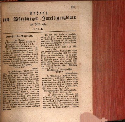 Würzburger Intelligenzblatt Samstag 7. Mai 1814