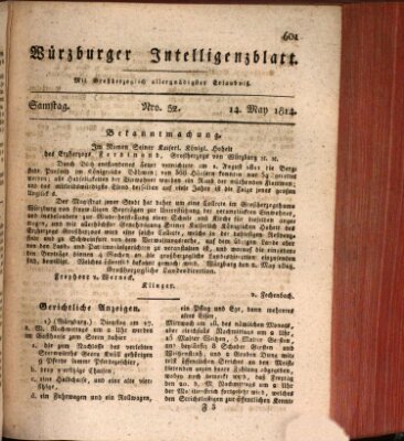 Würzburger Intelligenzblatt Samstag 14. Mai 1814