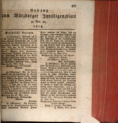 Würzburger Intelligenzblatt Donnerstag 2. Juni 1814