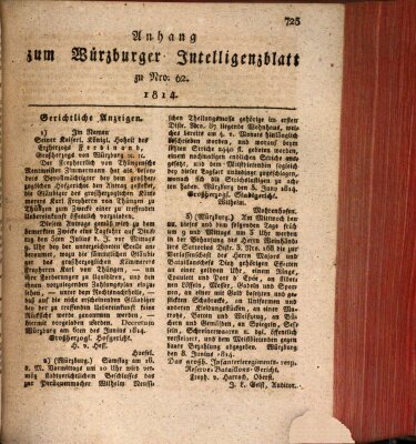 Würzburger Intelligenzblatt Dienstag 14. Juni 1814