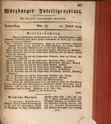 Würzburger Intelligenzblatt Donnerstag 21. Juli 1814