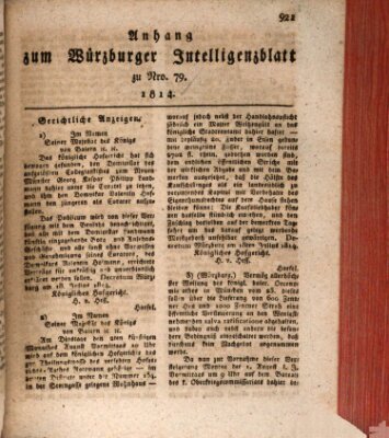 Würzburger Intelligenzblatt Samstag 30. Juli 1814