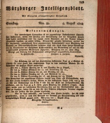 Würzburger Intelligenzblatt Samstag 6. August 1814