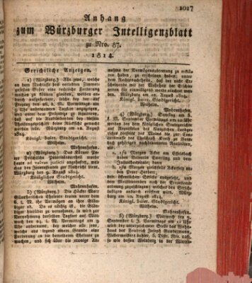 Würzburger Intelligenzblatt Samstag 20. August 1814