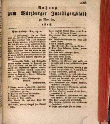 Würzburger Intelligenzblatt Donnerstag 1. September 1814