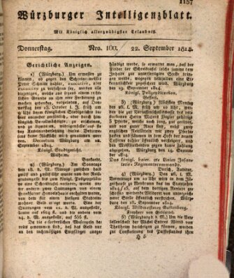 Würzburger Intelligenzblatt Donnerstag 22. September 1814