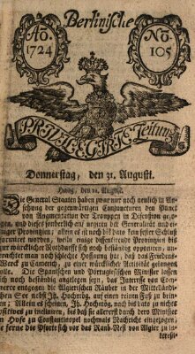 Berlinische privilegirte Zeitung Donnerstag 31. August 1724