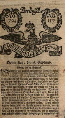 Berlinische privilegirte Zeitung Donnerstag 28. September 1724