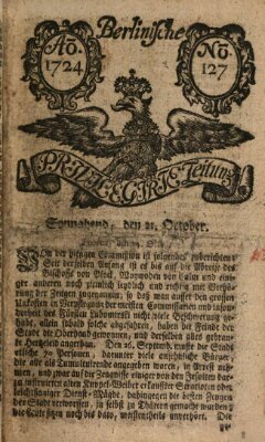 Berlinische privilegirte Zeitung Samstag 21. Oktober 1724