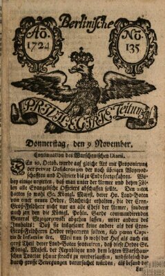 Berlinische privilegirte Zeitung Donnerstag 9. November 1724