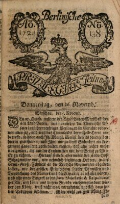 Berlinische privilegirte Zeitung Donnerstag 16. November 1724