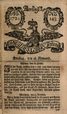 Berlinische privilegirte Zeitung Dienstag 28. November 1724