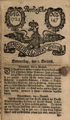 Berlinische privilegirte Zeitung Donnerstag 7. Dezember 1724