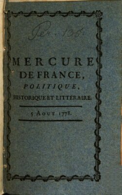 Mercure de France Mittwoch 5. August 1778