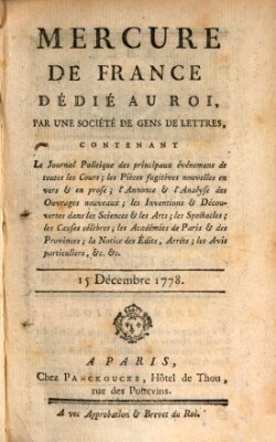 Mercure de France Dienstag 15. Dezember 1778