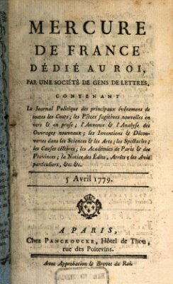 Mercure de France Montag 5. April 1779