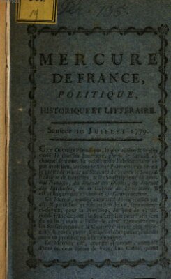 Mercure de France Samstag 10. Juli 1779