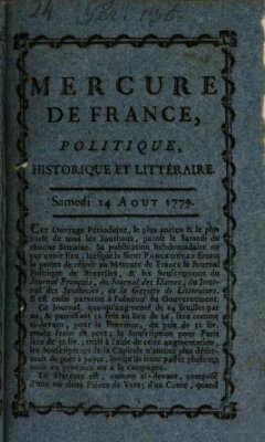 Mercure de France Samstag 14. August 1779