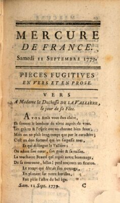 Mercure de France Samstag 11. September 1779