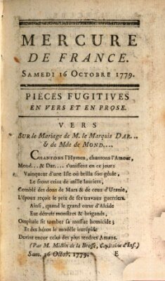 Mercure de France Samstag 16. Oktober 1779