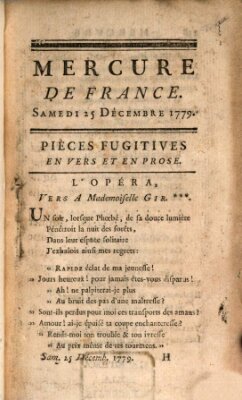 Mercure de France Samstag 25. Dezember 1779