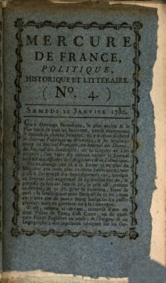 Mercure de France Samstag 22. Januar 1780