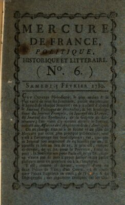 Mercure de France Samstag 5. Februar 1780