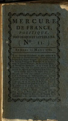 Mercure de France Samstag 11. März 1780