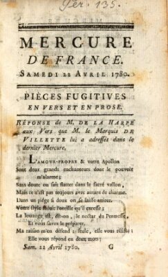 Mercure de France Samstag 22. April 1780