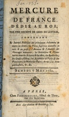 Mercure de France Samstag 6. Mai 1780