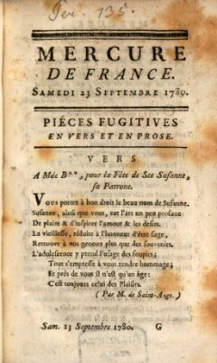 Mercure de France Samstag 23. September 1780