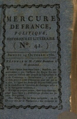 Mercure de France Samstag 14. Oktober 1780