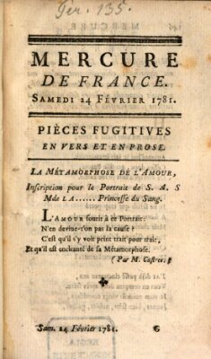 Mercure de France Samstag 24. Februar 1781