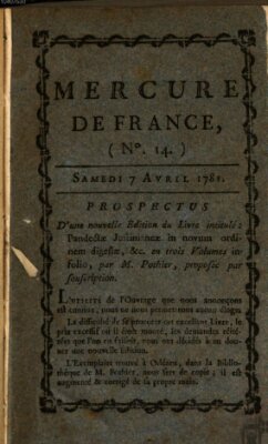 Mercure de France Samstag 7. April 1781