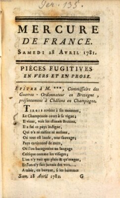 Mercure de France Saturday 28. April 1781