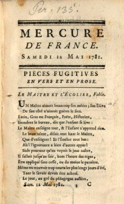 Mercure de France Samstag 12. Mai 1781