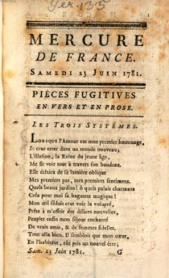 Mercure de France Samstag 23. Juni 1781