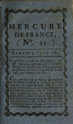 Mercure de France Samstag 9. Juni 1781