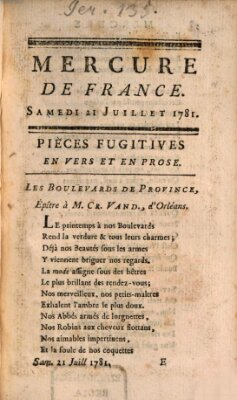 Mercure de France Samstag 21. Juli 1781