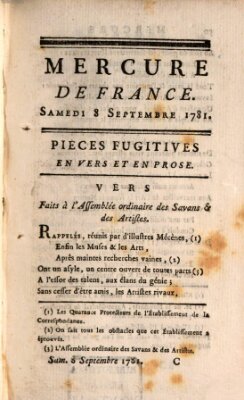 Mercure de France Samstag 8. September 1781