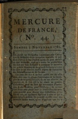 Mercure de France Samstag 3. November 1781